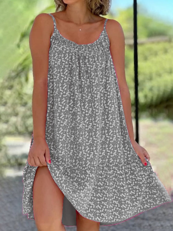 Levoire | Robe D'Été Confortable - Impression Florale Joyeuse Gris