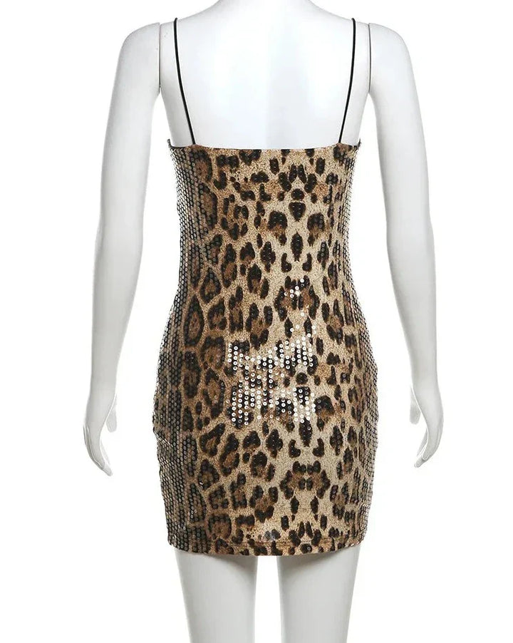 Levoire | Motif Léopard Paillettes Mini Robe