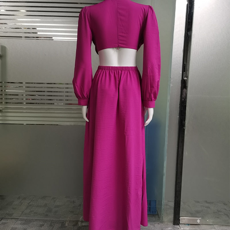 Levoire | Huleplissé Volant Manches Longues Robes Maxi