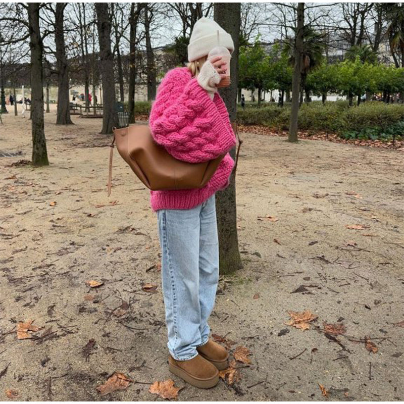 Levoire | Pull en tricot surdimensionné à col rond à manches longues