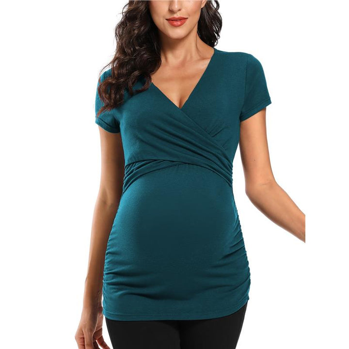 Levoire | T-Shirt Facile À Allaiter Grâce Aux Ouvertures Au Niveau De La Poitrine Vert vert manches courtes
