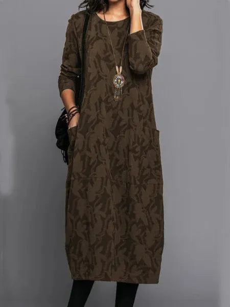Levoire | Robe Longue Élégante Avec Poche Châtaigne