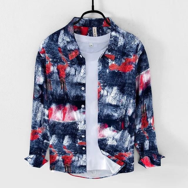 Levoire | Chemise Decontractee Imprimee Creatif Hommes Bleu 2