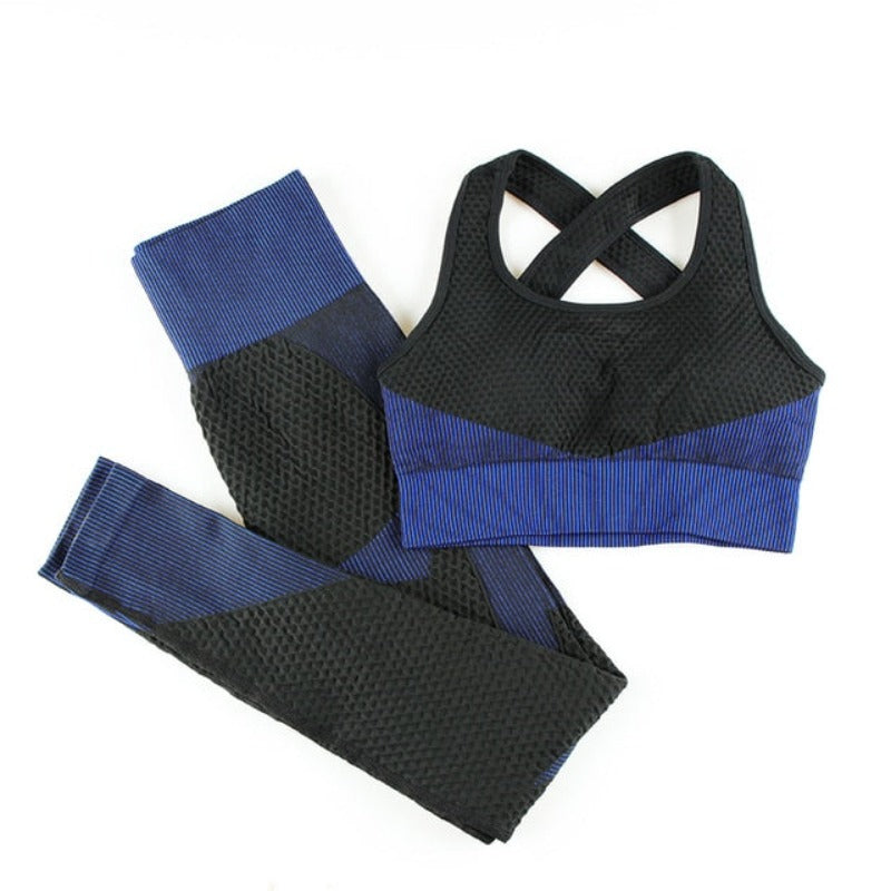 Levoire | Ensemble De Vêtements De Sport Avec Brassière À Bretelles Croisées Bleu