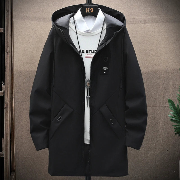 Levoire | Veste de Pluie Classique Homme Longue avec Capuche Noir