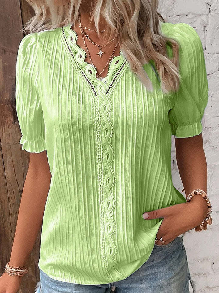 Levoire | Chemise En Dentelle À Manches Longues Avec Des Manches Bouffantes Vert