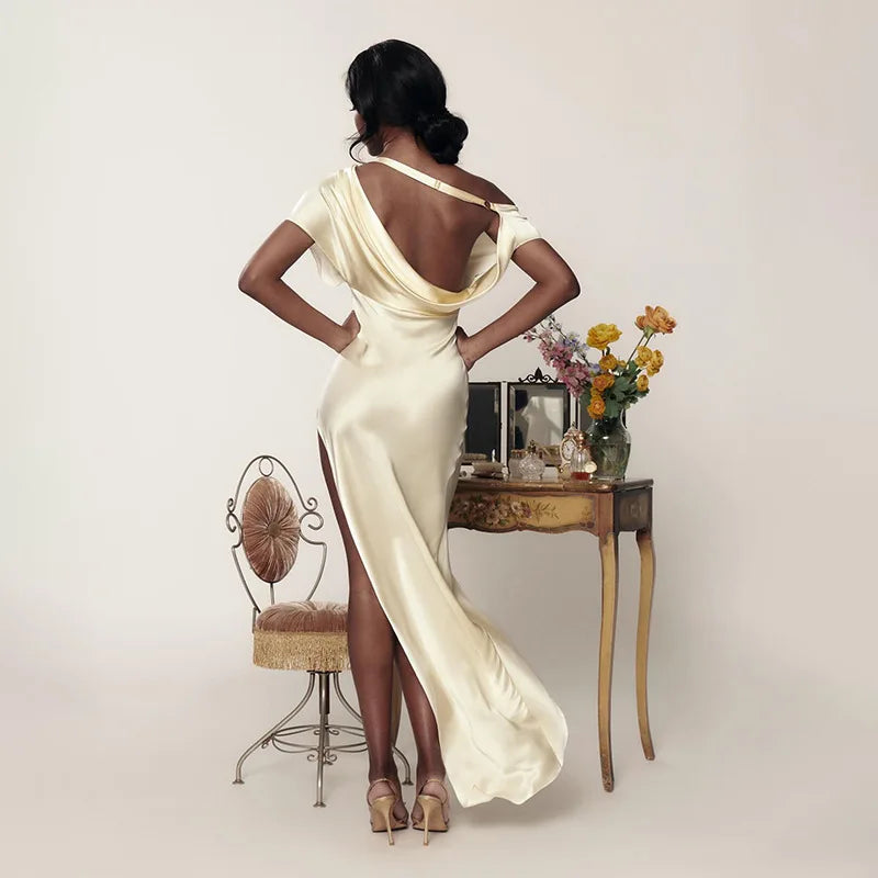 Levoire | Robe Maxi Fendue À Encolure Dégagée, À Dos Décolleté Et À Bretelles Droites