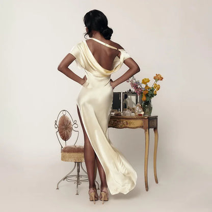 Levoire | Robe Maxi Fendue À Encolure Dégagée, À Dos Décolleté Et À Bretelles Droites