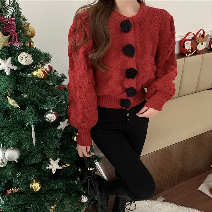 Levoire | Pull Avec Manches Bouffantes Rouge Taille unique