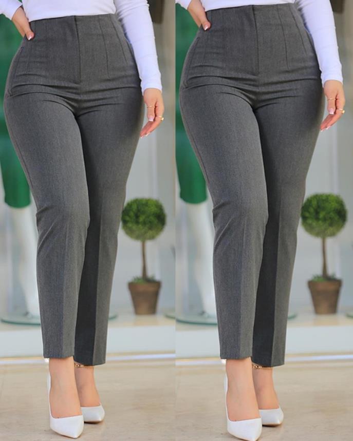 Levoire | Femmes Pantalon Cropped Taille Haute Gris