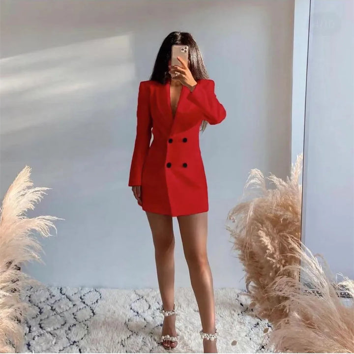 Levoire | Blazer Élégant Uni À Double Boutonnage