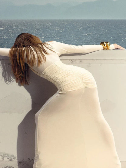 Levoire | Robe En Tulle Froncé À Manches Longues