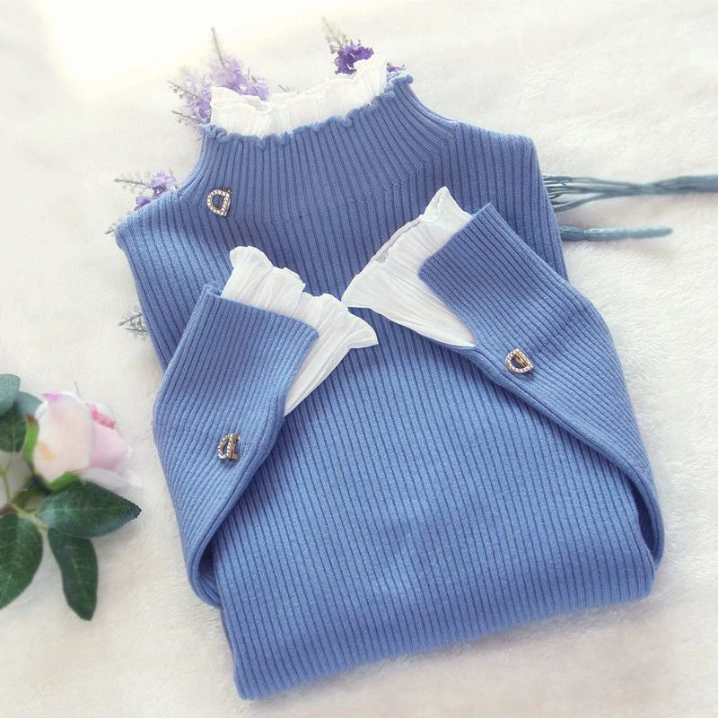 Levoire | Pull En Tricot Pour Femmes Avec Décolleté En V Bleu