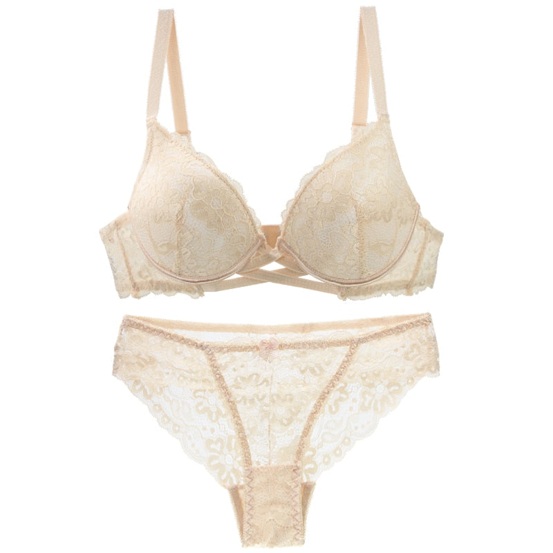 Levoire | Ensemble De Lingerie Push-Up En Dentelle Grande Taille Beige