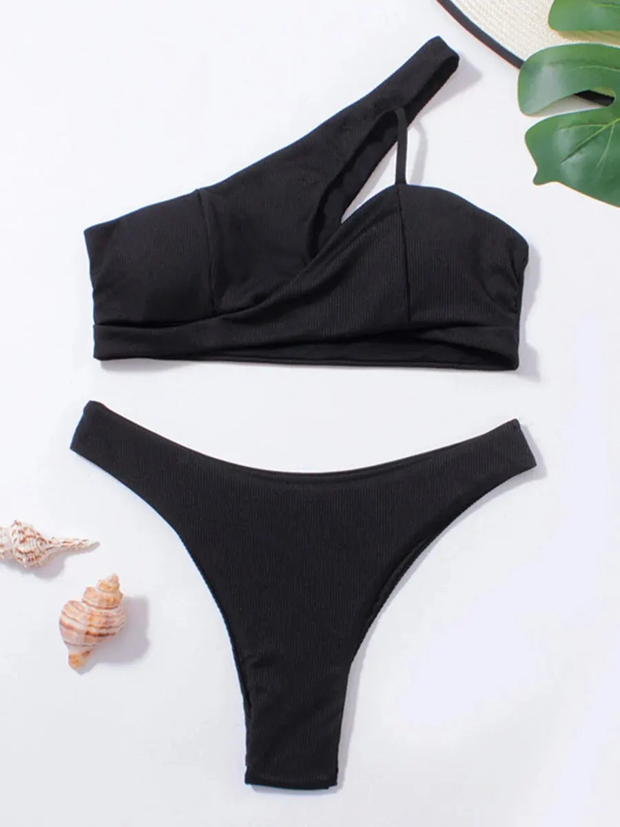 Levoire | Deux Pièces Maillot De Bain Asymétrique Noir