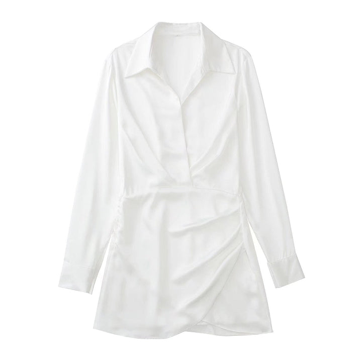 Levoire | Robe Satinée Rose Manches Longues Blanc