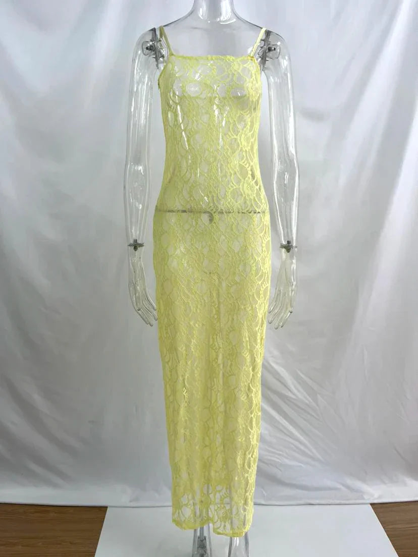 Levoire | Robes Maxi Transparentes Spitz À Épaules Dénudées