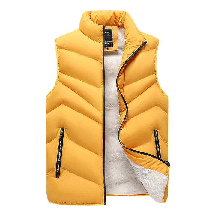 Levoire | Veste Matelassée Décontractée Avec Doublure En Fleece Ultra Fine Pour Hommes Jaune