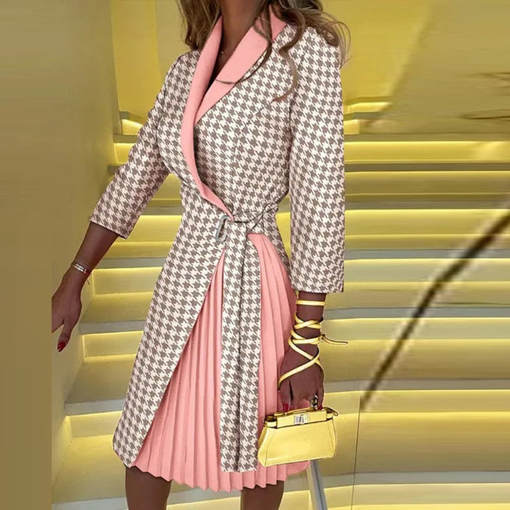 Levoire | Col Trois Quarts Manches Robe De Fête Bureau Femme Mode Rose Clair