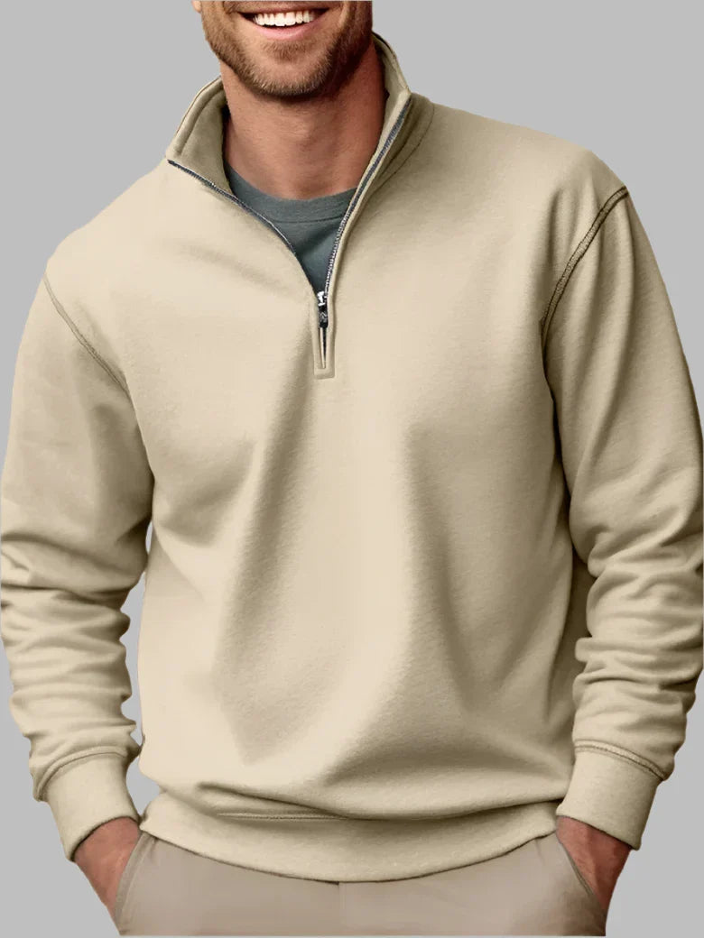 Levoire | Pull Masculin Décontracté Avec Zip Pour Le Temps Libre Beige