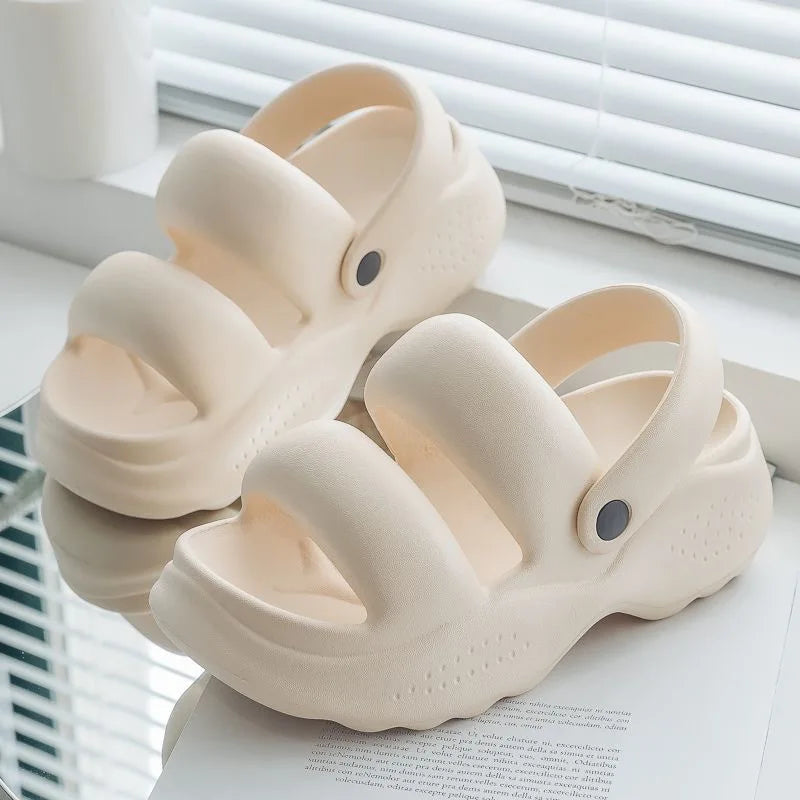 Levoire | Gâteau Éponge Talon Semelle Épaisse Sandales D'Été beige