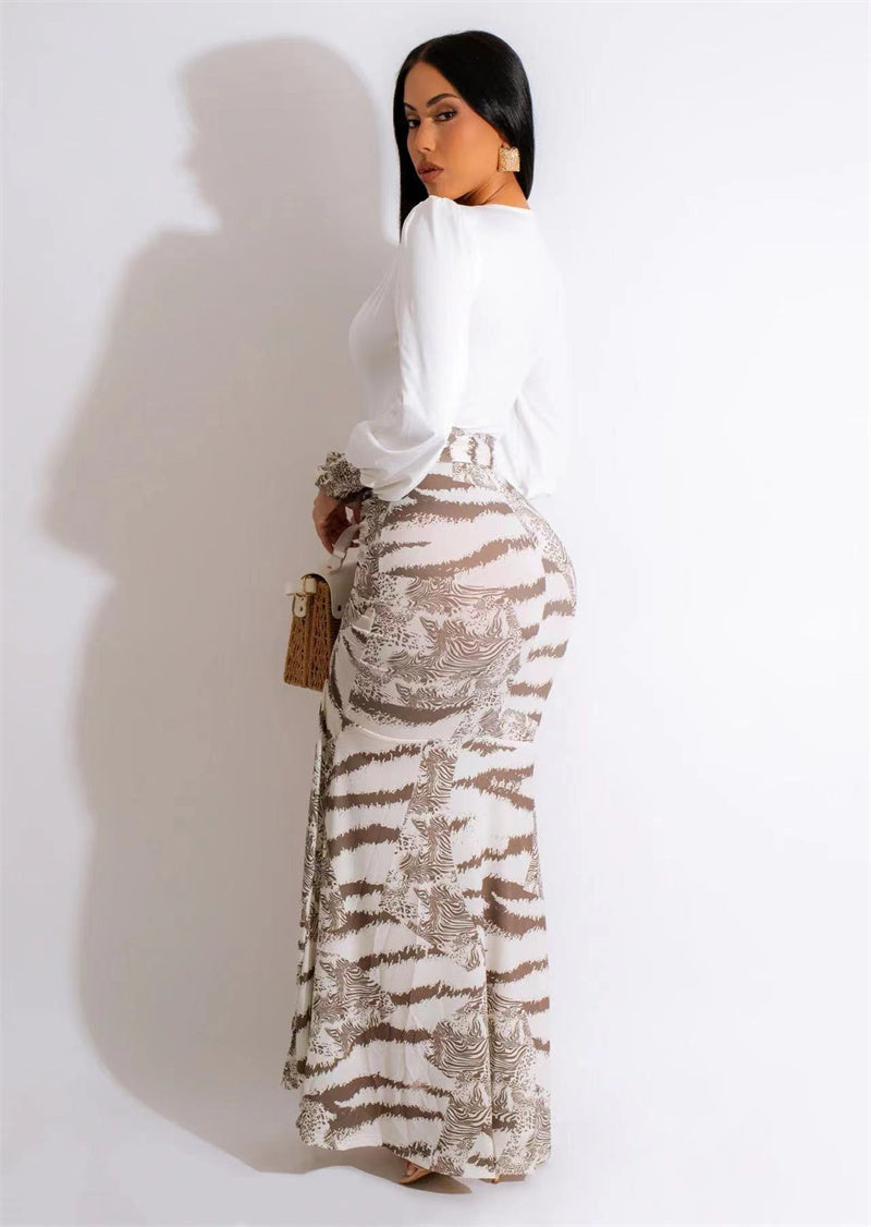 Levoire | Robe Maxi Dyp V-Glad Zebra