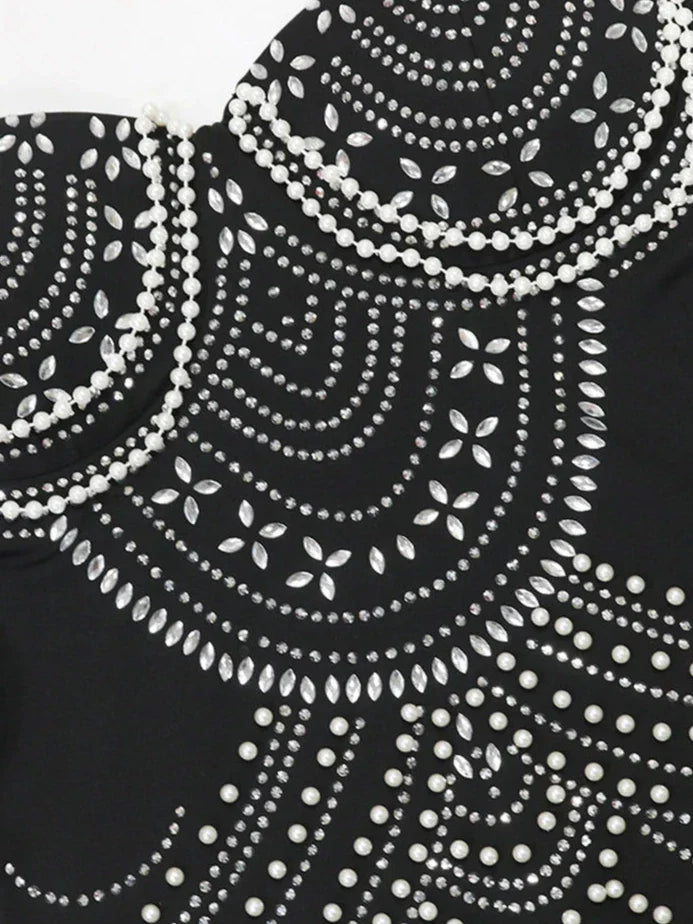 Levoire | Robe De Célébrité En Perles De Strass En Cristal Scintillant Marron