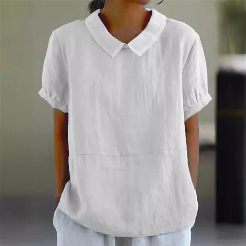 Levoire | Chemise En Coton Lin Confortable Avec Col Peter Pan