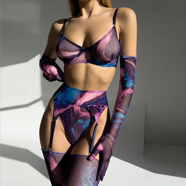 Levoire | Ensemble De Lingerie Tie Dye 5 Pièces Améthystes