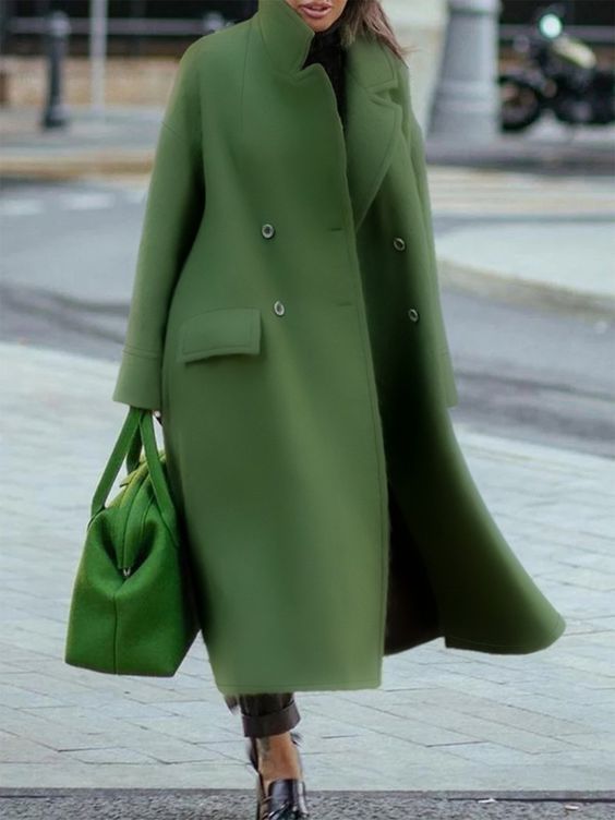 Levoire | Veste Longue Élégante Avec Ceinture Et Manches Stylées Vert