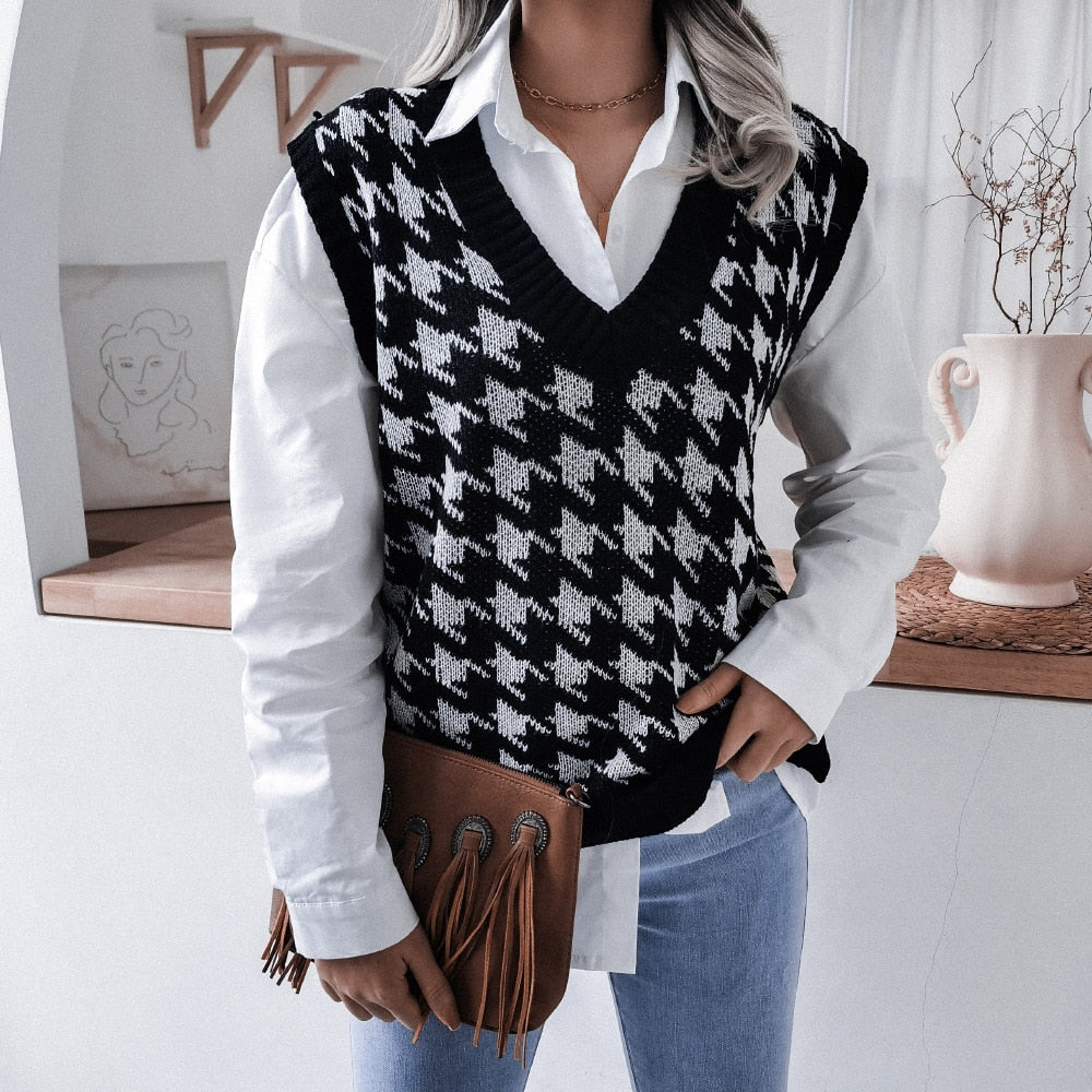 Levoire | Pull Pour Femme Au Style Universitaire Avec Imprimé Noir