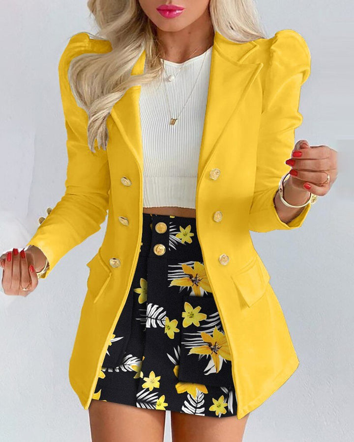 Levoire | Ensemble Blazer Et Jupe Pour Femmes Jaune