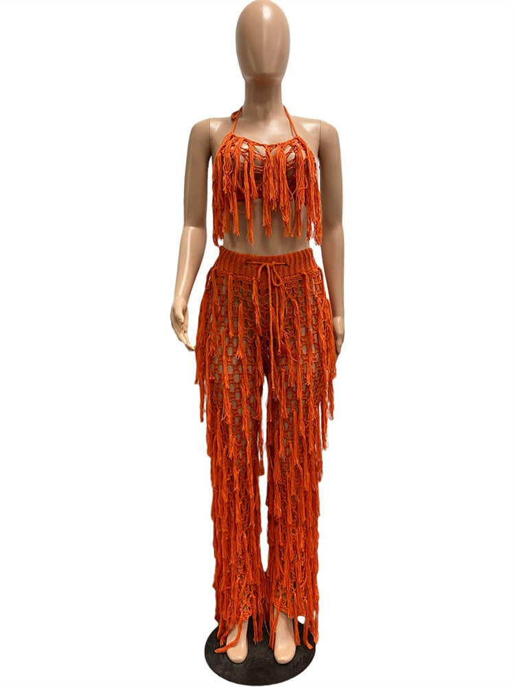 Levoire | Vêtements De Plage Crochet 2 Ensemble De Robe Deux Pièces orange 1