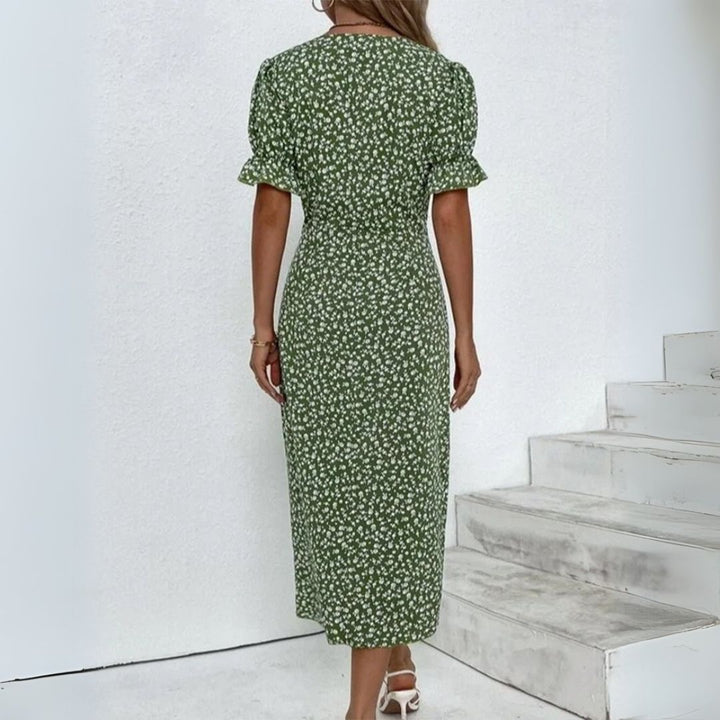 Levoire | Robe Midi Femme Avec Imprimé Floral Et Ruchés