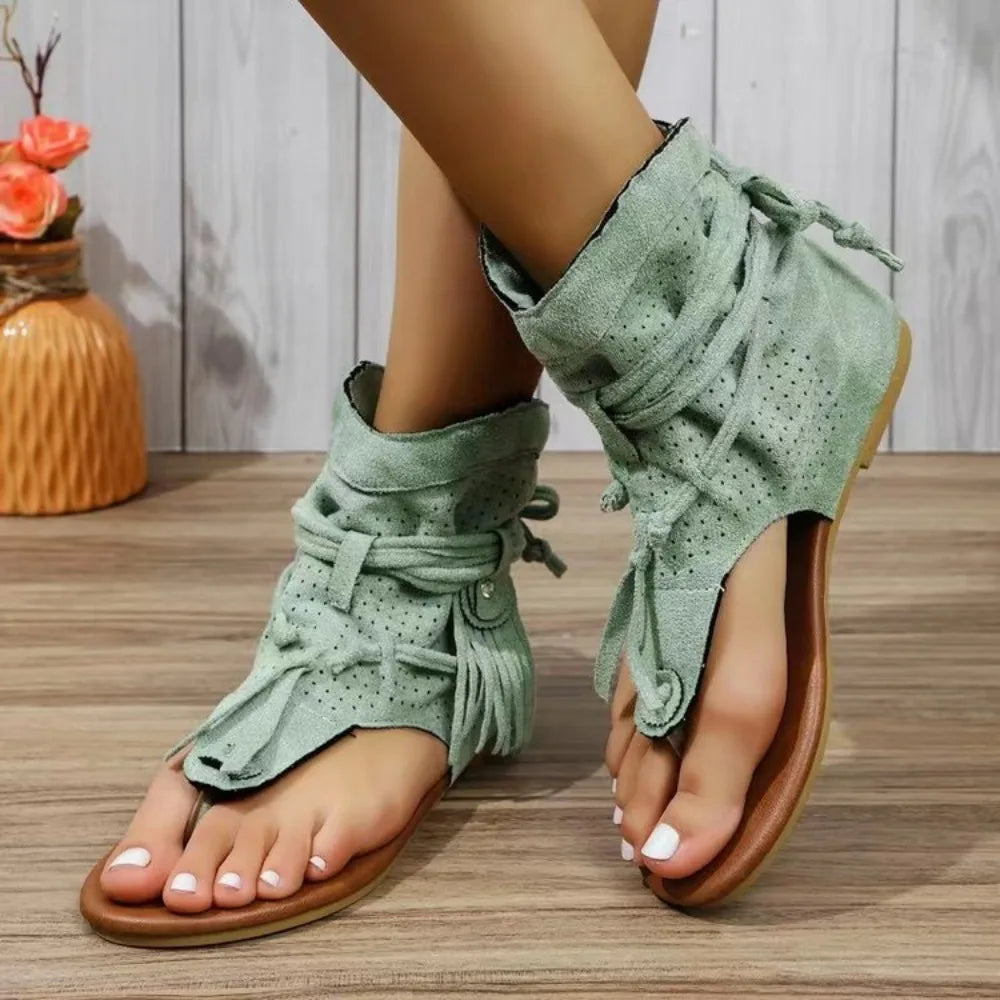 Levoire | Franges Accent Sandales Vert foncé (Presque épuisé)