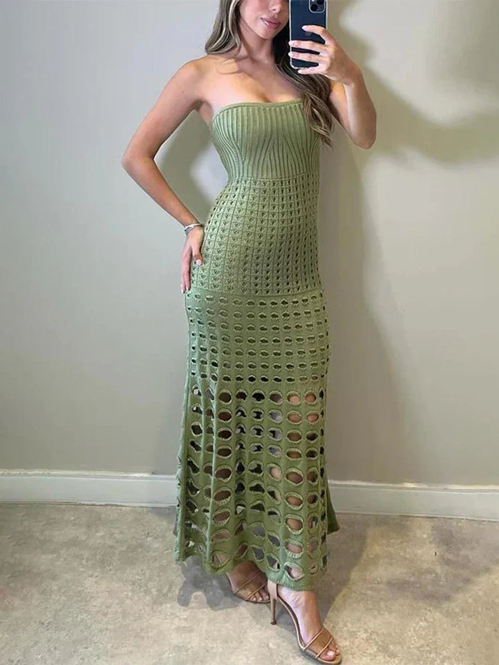 Levoire | Robe Maxi Hult Tricotée Transparente Vert