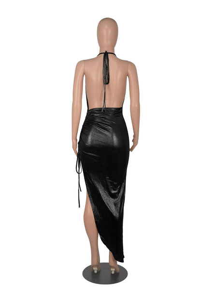 Levoire | Top À Dos Ouvert En Paillettes Fente Haute Robe Froncée Narbinding