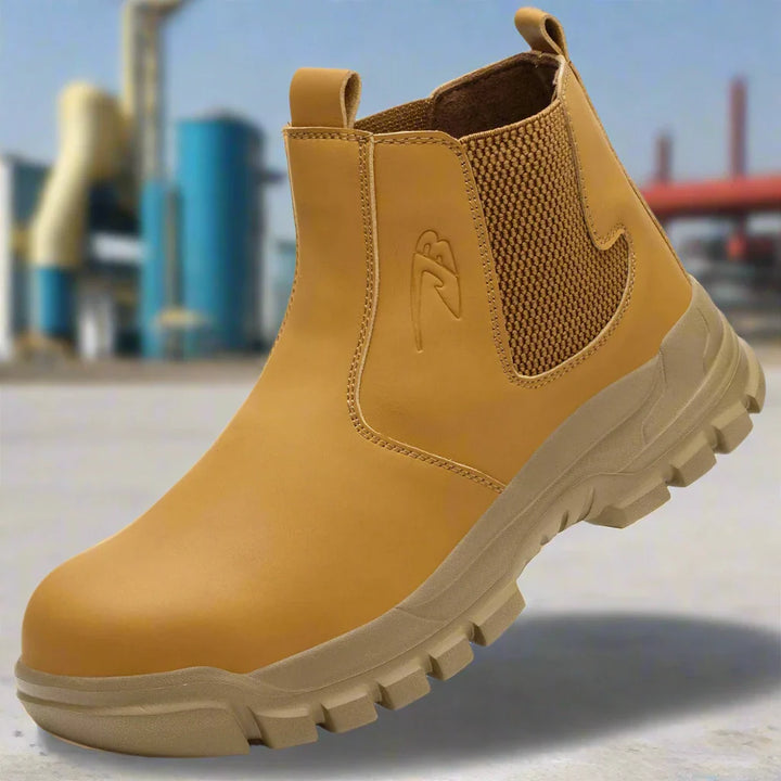 Levoire | Botte De Sécurité Imperméable Pour Hommes Confortables Avec Embout En Acier Pour Les Pieds Larges Jaune