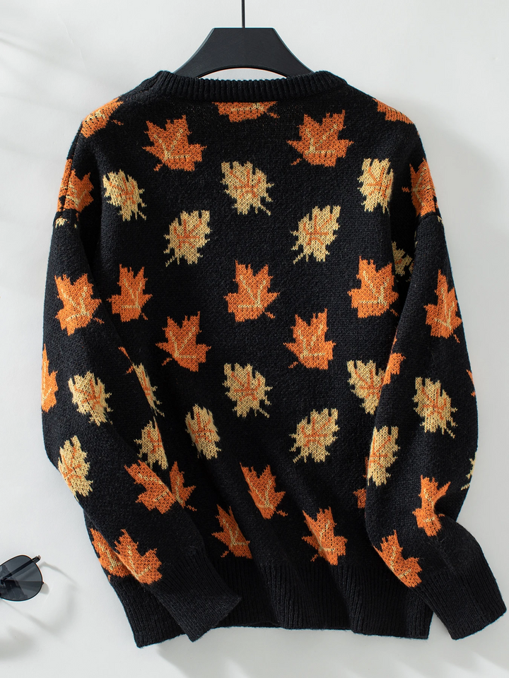 Levoire | Pull En Jacquard De Feuille D'Érable D'Automne