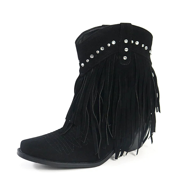 Levoire | Bottines Cowboy Avec Franges Beige