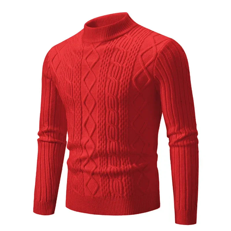 Levoire | Pull À Col Roulé Tricoté Décontracté Pour Hommes Rot