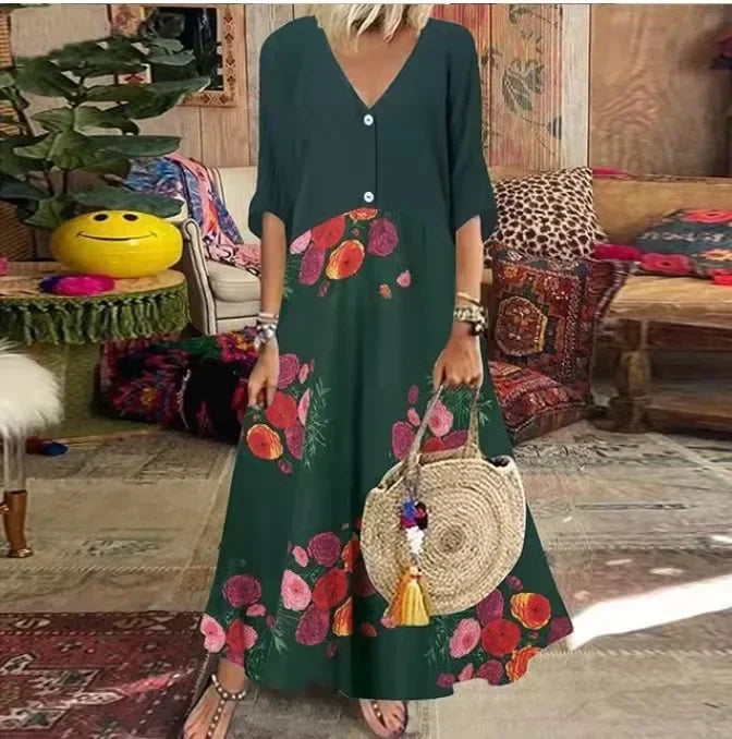 Levoire | Longue Robe Imprimée Vert