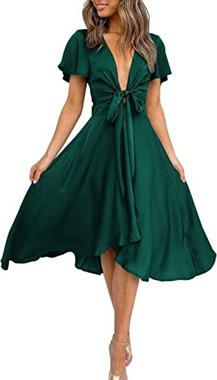 Levoire | Robe de satin de luxe Verte foncé