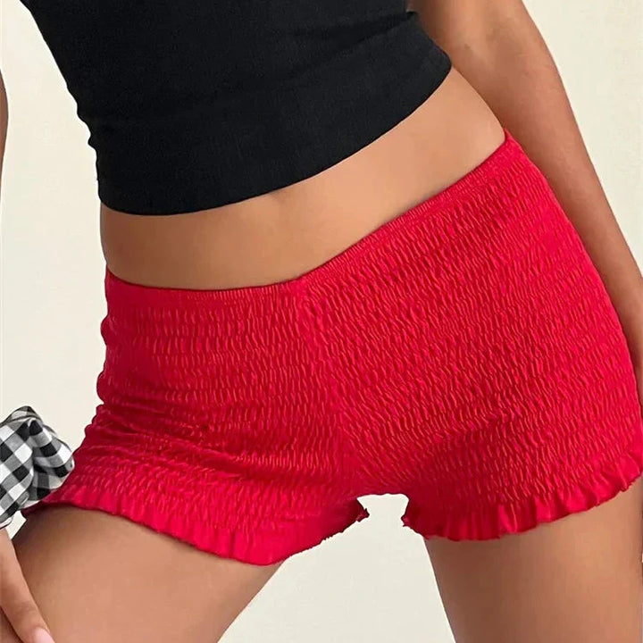 Levoire | Fronce Ruffle Mini Hotpant Shorts Rot