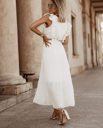 Levoire | Robe Maxi Plissée Blanche