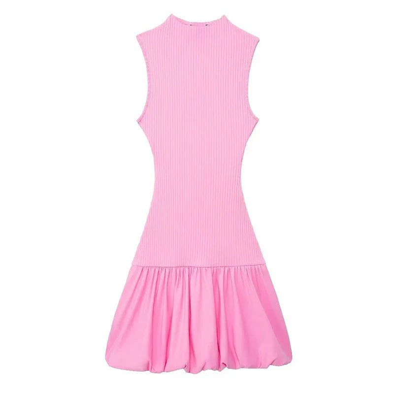 Levoire | Élégant Robe Mini Sexy Dos Nu Tricotée Rosa