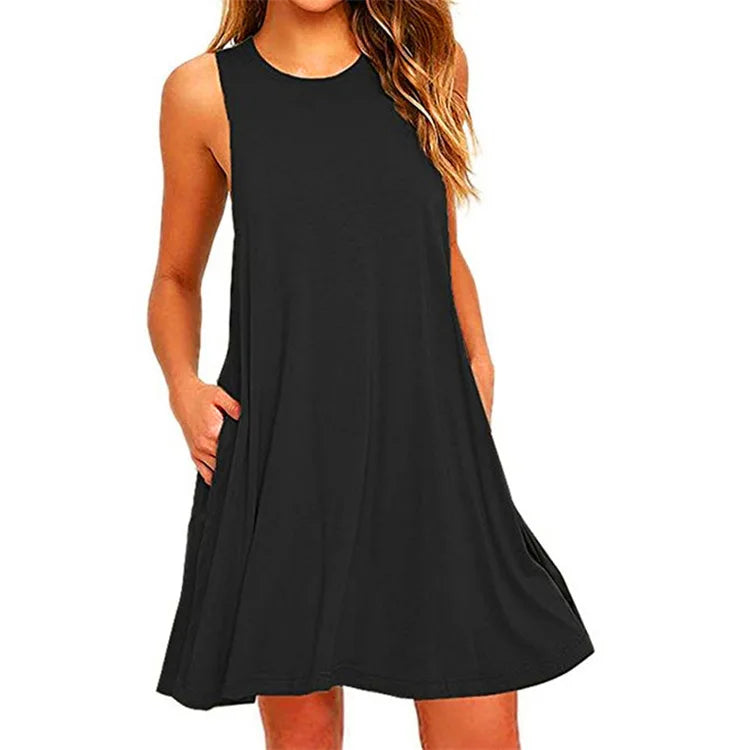 Levoire | Robe d'été casual swing pour femme Noir