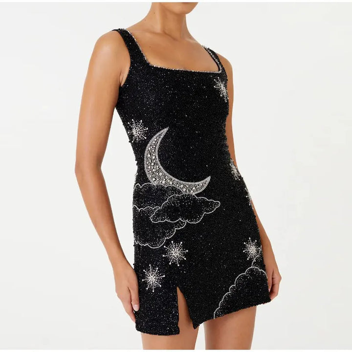 Levoire | Robe Soirée Mini Sans Bretelles Sequins Célestes