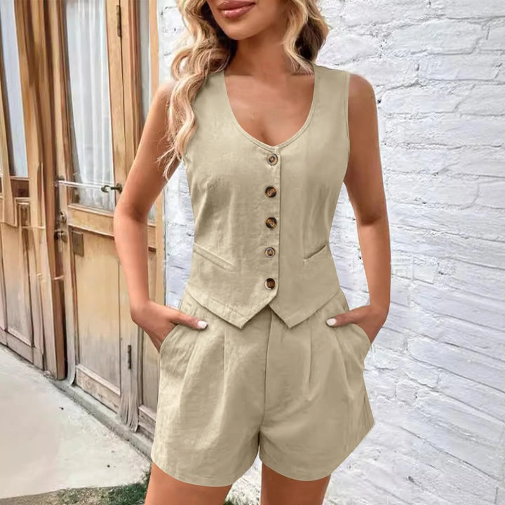 Levoire | Ensemble D'Été Élégant Deux Pièces Khaki