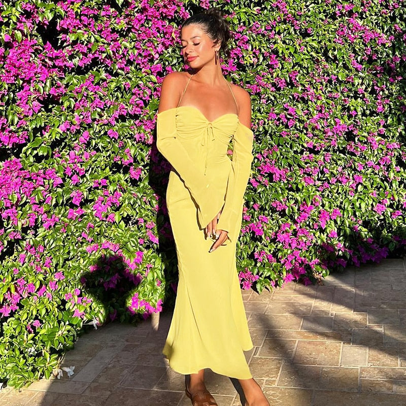 Levoire | Robes Midi Longues À Épaules Dénudées À Halter